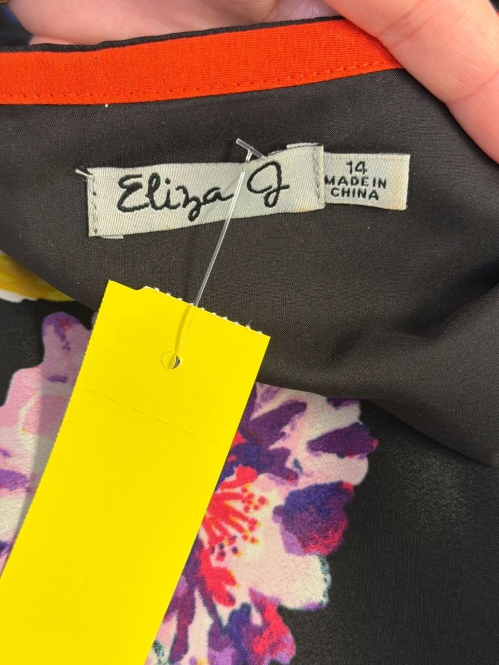 Eliza J Black Multi Floral Dress Size 14 - Picture 6 of 7